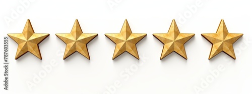 gold 3d rating five stars for best services rating isolated on white background