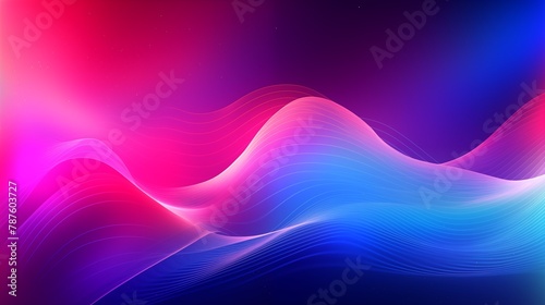 Abstract Digital Waves Wallpaper with Vibrant Pink and Blue Gradient.
