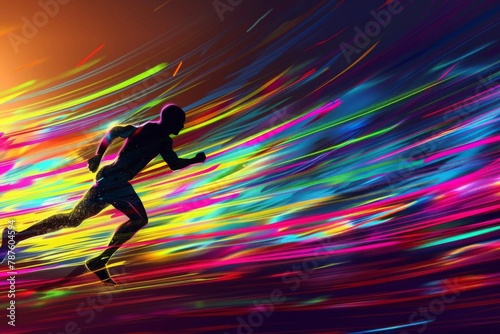 abstract runner silhouette in dynamic motion speed and energy concept digital art illustration