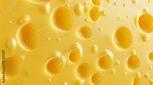 Yellow cheese texture with holes close up