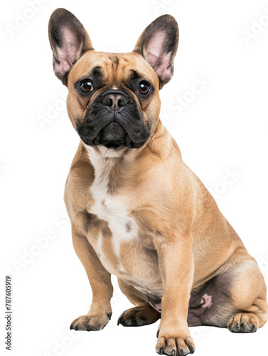 French bulldog, sitting, front view, isolated, clipping path, cute