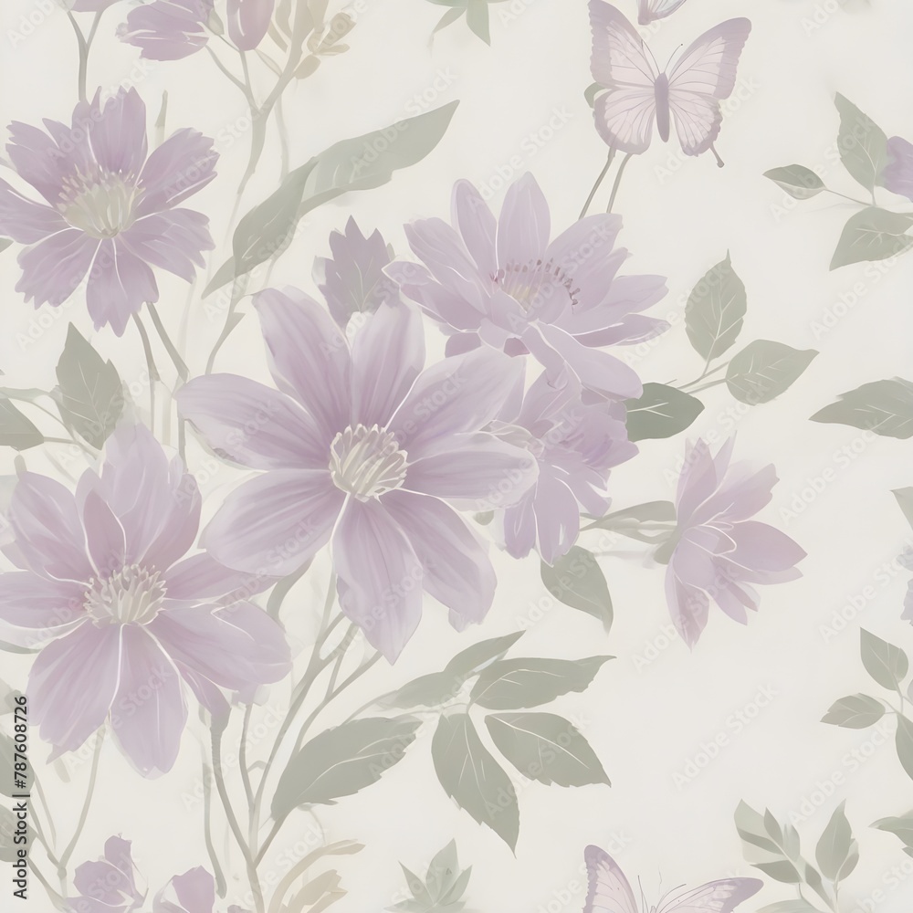 a botanical garden seamless pattern, generative ai a botanical garden seamless pattern, generative ai