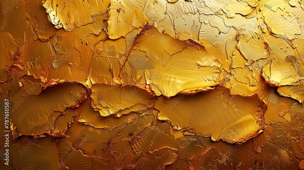 Obraz premium Art print with golden textures. Freehand oil painting. Oil on canvas, brushstrokes. Modern art. Prints, wallpapers, posters, cards, murals, rugs, hangings, prints, etc