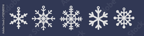 Christmas snowflake earrings, pendant or keychain design. Jewelry silhouette cut template. Laser cutting with leather, wood or metal. Set of vector stencils.