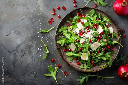 Rocket salad with pomegranate and Parmesan photo