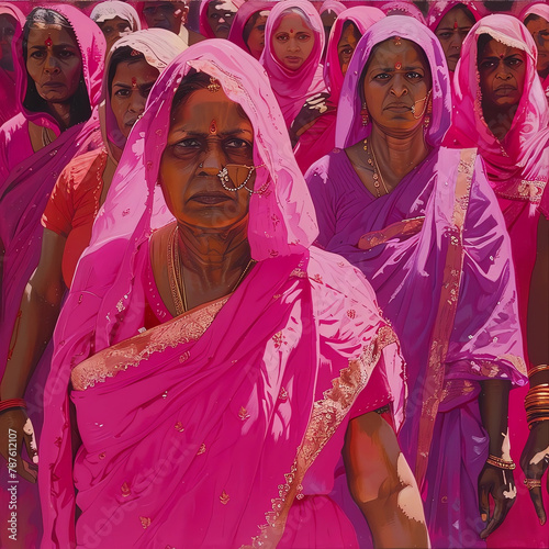 Indian women in pink saris photo