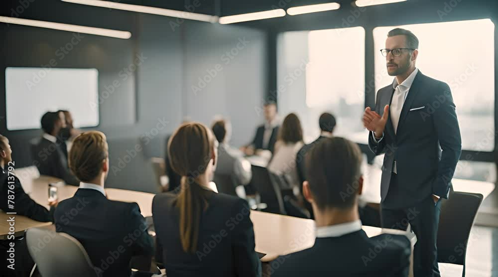 a head of marketing is explaining sales strategies using digital marketing technology to the marketing team a head of marketing is explaining sales strategies using digital marketing technology to the marketing team