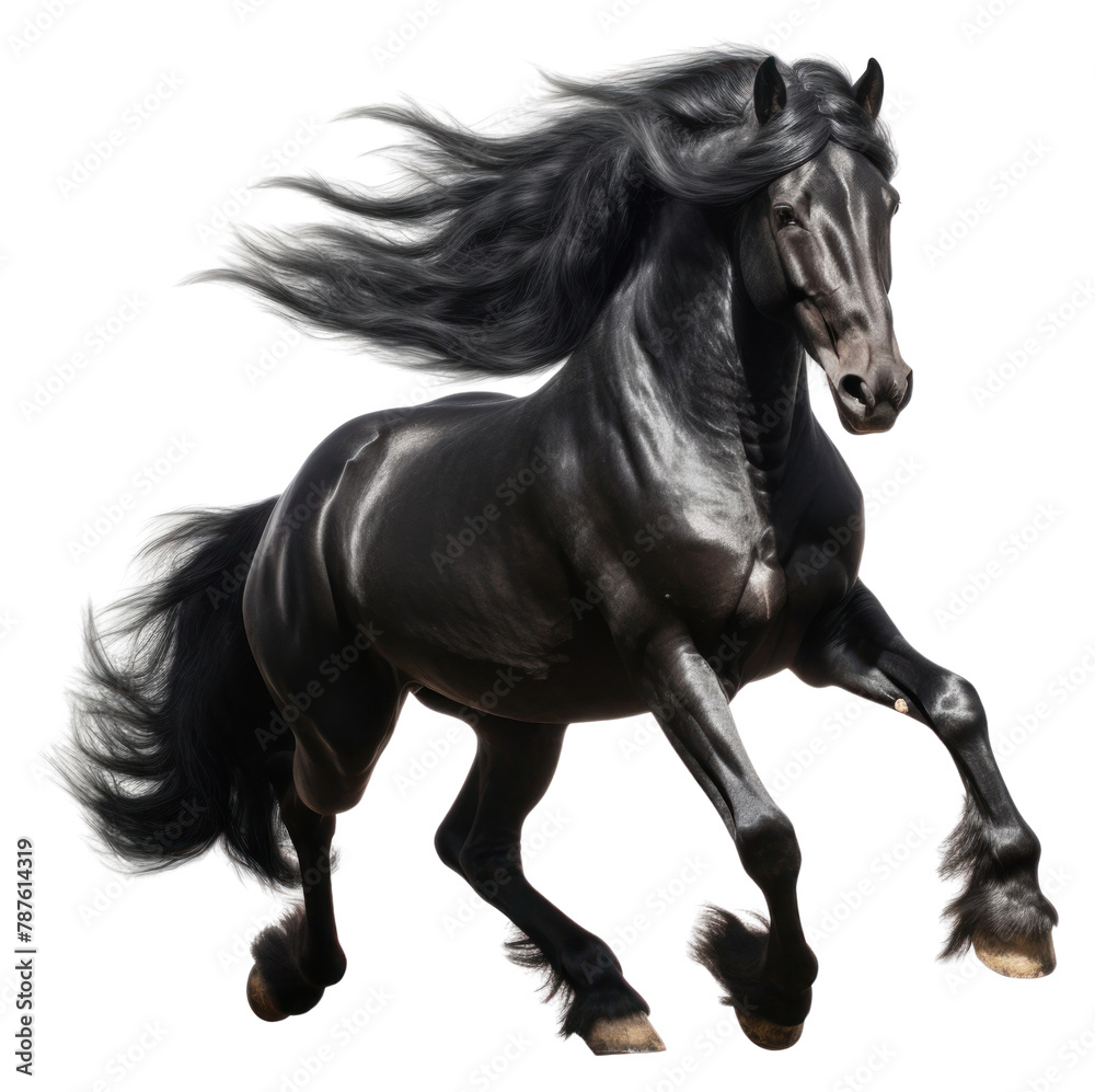 PNG Galloping black horse stallion mammal animal.