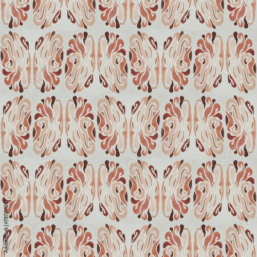 abstract seamless pattern with paint brush strokes in brown and beige colors