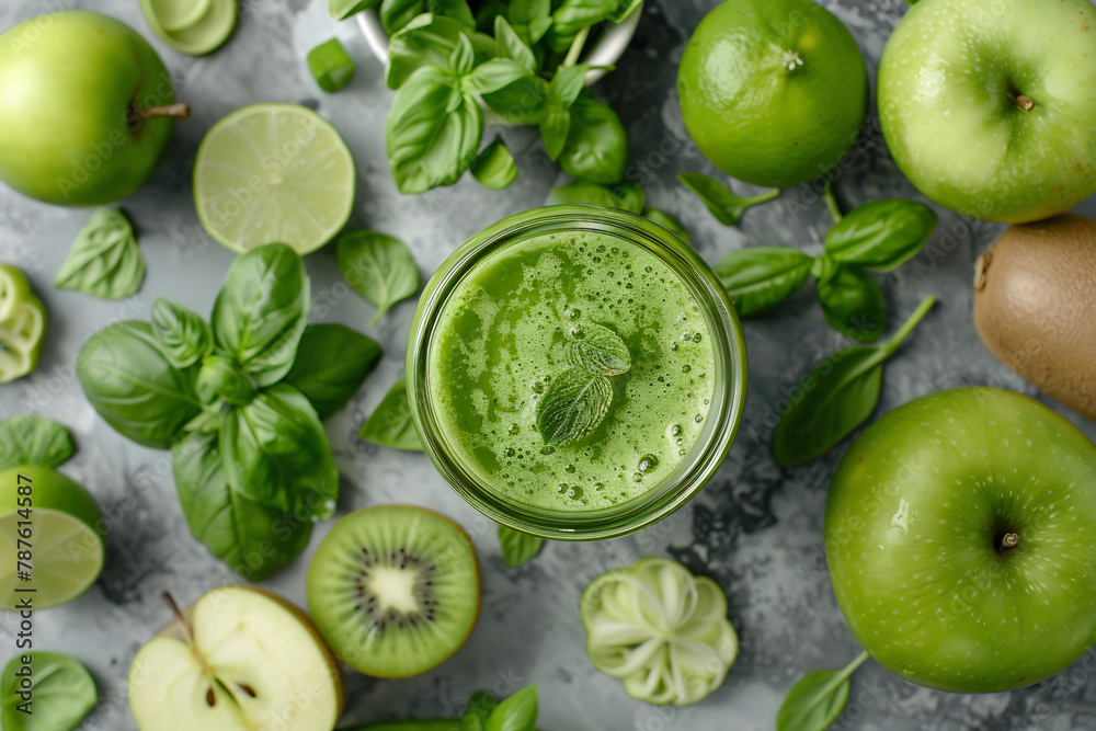 Green Detox Smoothie with Apples, Kiwi, and Lime, Encouraging a Healthy and Natural Lifestyle Green Detox Smoothie with Apples, Kiwi, and Lime, Encouraging a Healthy and Natural Lifestyle
