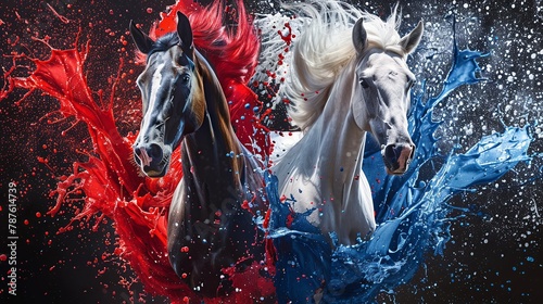Resilient Gallop Through the Splash of Creativity's Bold Palette