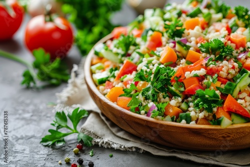 Salad with bulgur parsley and vegetables Focus on select ingredients