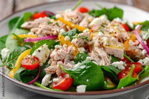 Salad with spinach tuna and feta