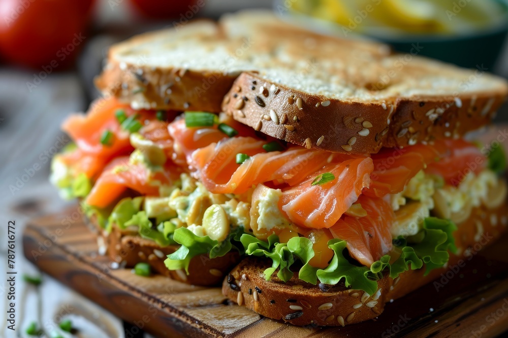 Salmon sandwich at breakfast