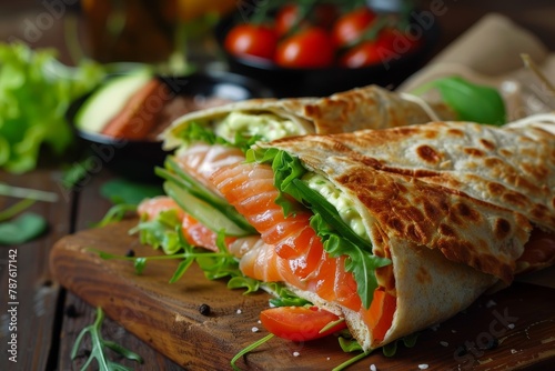 Sandwich with salmon wrapped inside