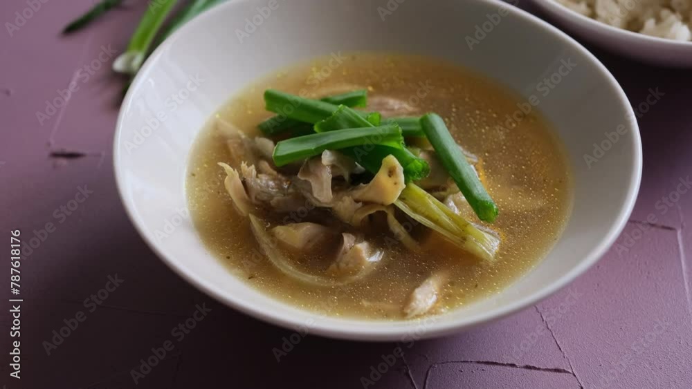 dak gomtang in close-up korean chicken soup	