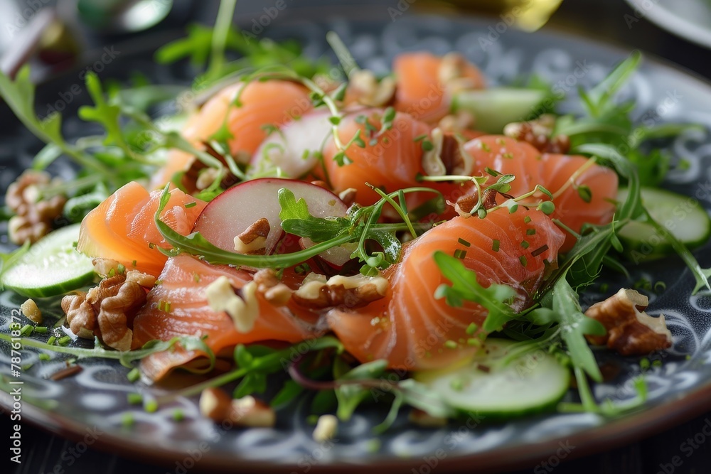 Smoked salmon salad with pear and walnut Smoked salmon salad with pear and walnut