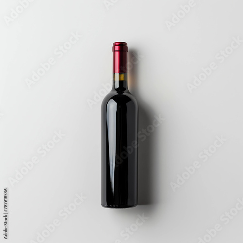 bottle of red wine on white background
