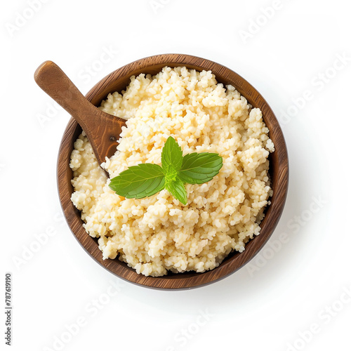 porridge in a plate on a light background photo