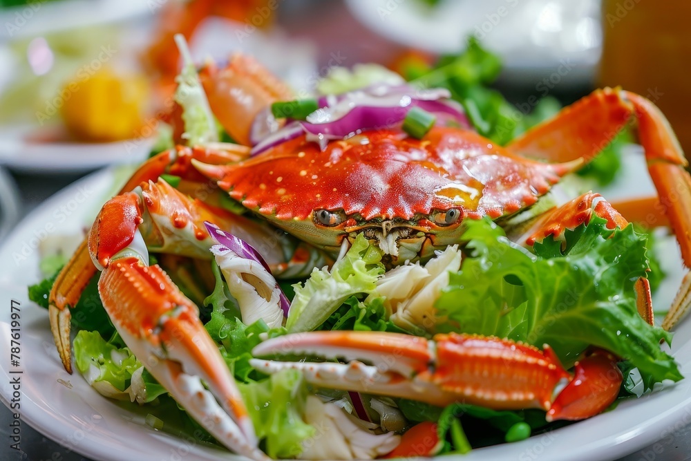 Steamed crab salad with greens Steamed crab salad with greens