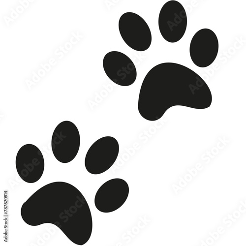 2 Paw icons. Dog, cat paw icon. Zoo, vet logo element. Paw print vector symbol.