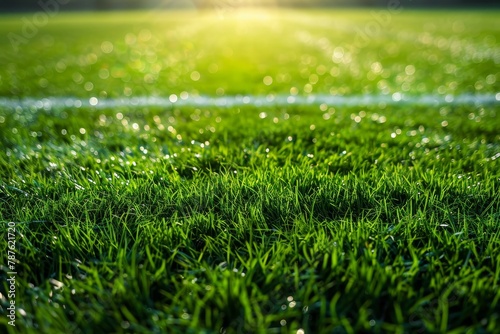 Beautiful green grass pattern on soccer field