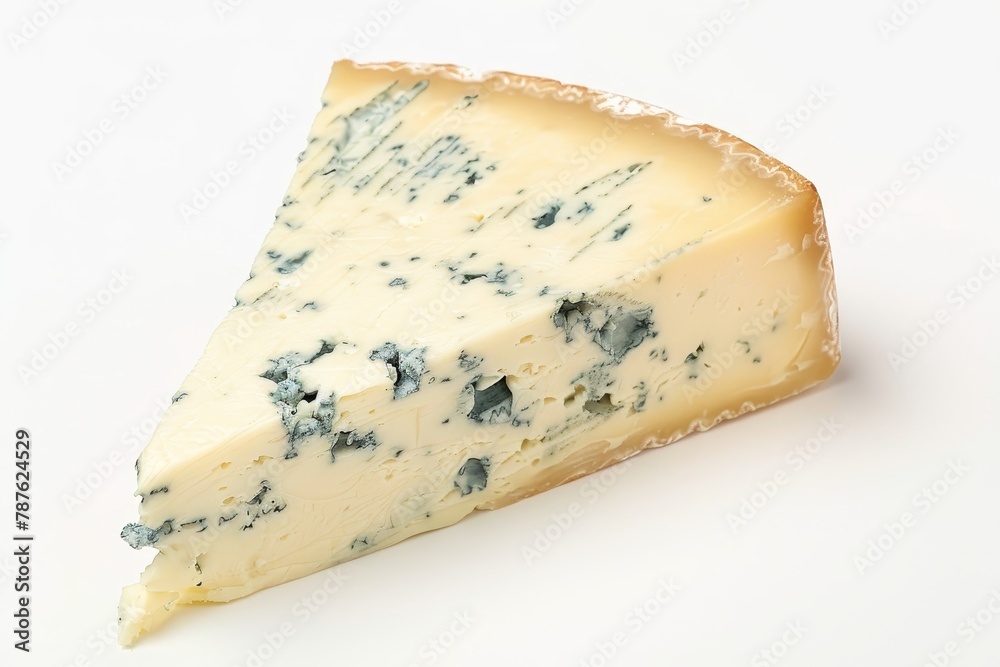 Blue Stilton cheese on white background
