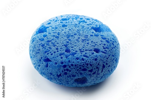 Blue sponge isolated on white for body care in the shower