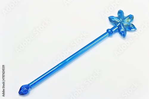 Blue toy wand on white background