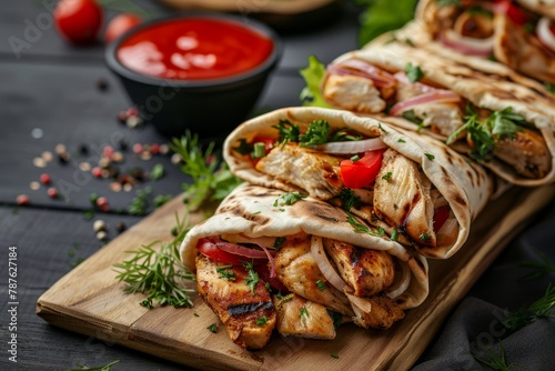 Chicken and vegetable pita with tasty sauce quick and satisfying lunch option