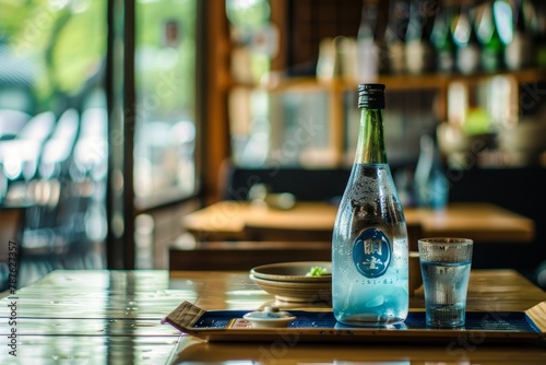 Chilled sake ready at the restaurant table
