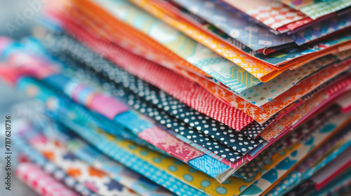 A stack of adhesive page flags in various patterns and designs.