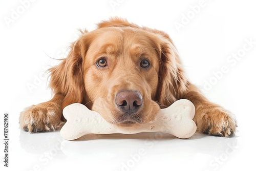 Dog with bone and banner