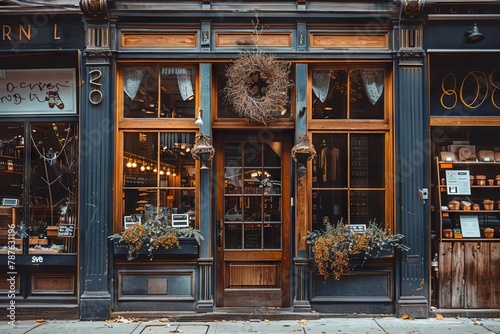 charming vintage storefront elegant wood carpentry retro aesthetic quaint small business generative ai photo