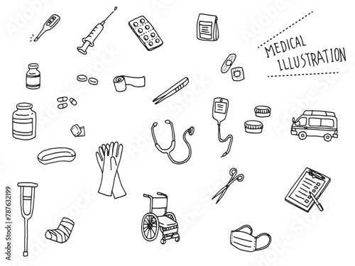 医療関連イラストセット（線画）