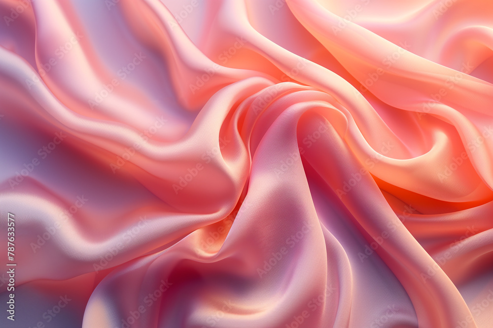 Obraz premium Wavy pink silk fabric background.