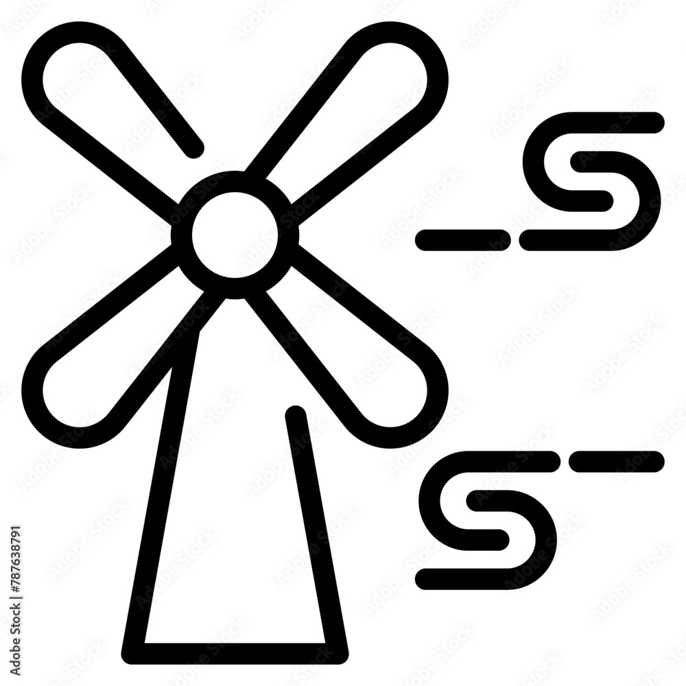 Windmill Line Icon