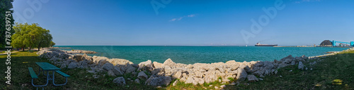Panoramic view of the port and the beach of Goderich on Lake Huron, Huron County, ON, Canada