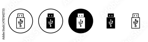 Usb icon vector isolated on white background. Flash disk icon vector