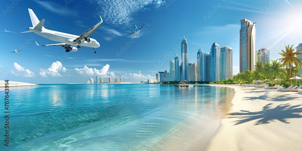 Naklejka premium Industry, Hospitality and Tourism: Hotels, tourism destinations, and travel services.