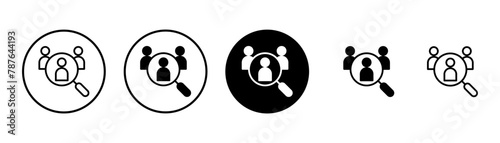 Hiring icon vector isolated on white background. Human resources concept. Recruitment. Search job vacancy icon. Hire. Find people icon