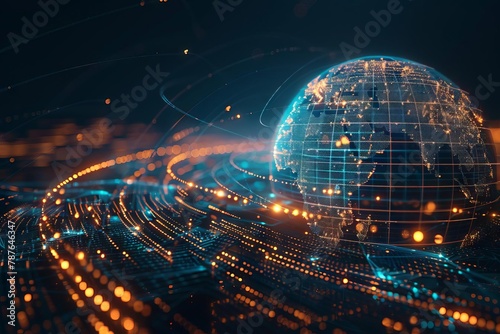 digital world globe with highspeed data transfer global network and connectivity concept photo