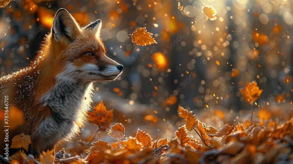 Obraz premium Fox, animal, mammal, predator, carnivore, wild, cunning, clever, intelligent, agile, stealthy, elusive, nocturnal, den, burrow, woodland, forest, habitat, tail, fur, coat, red, orange, bushy, ears