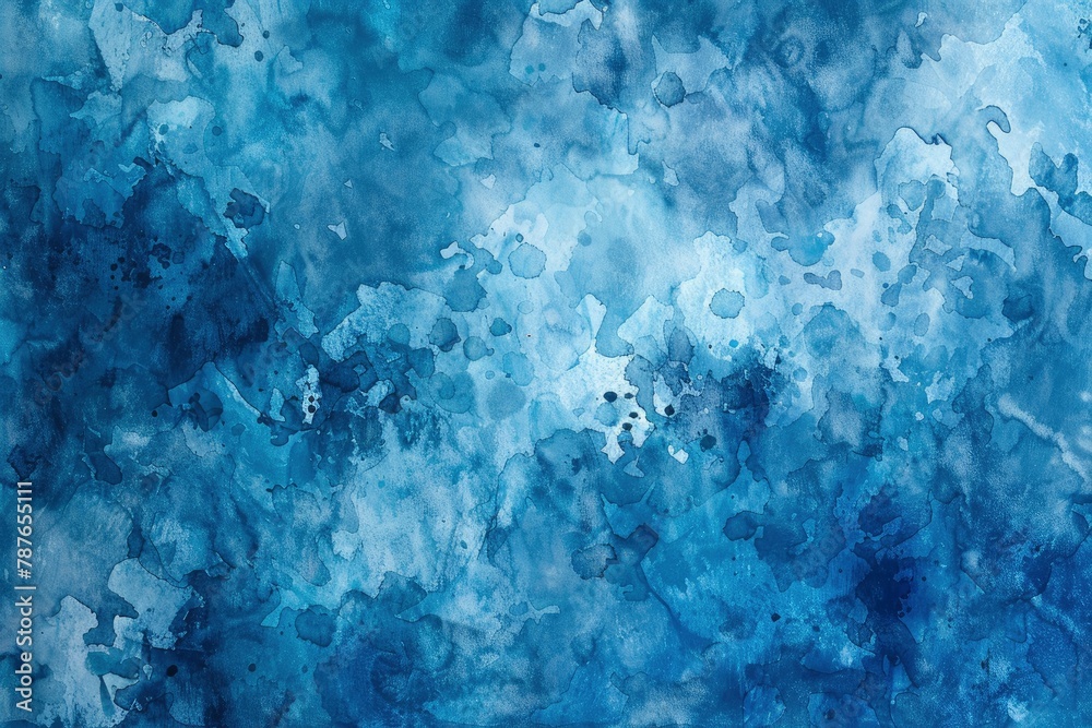 A textured paper with a cool watercolor mottled background in shades of blue - generative ai