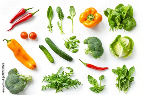 Wallpaper Mural Vegetables with green leaves on white background Torontodigital.ca