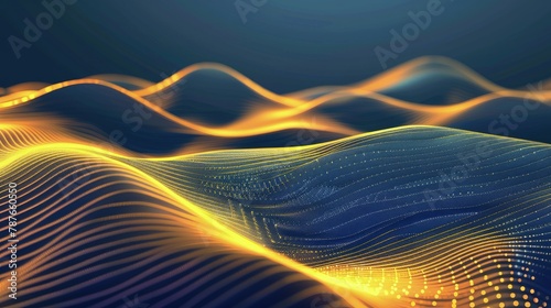 Abstract yellow background with smooth lines and glowing elements