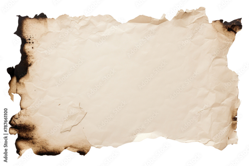 Fototapeta premium PNG Burnt paper texture backgrounds torn white background.