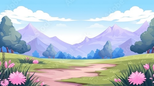 Enchanting Mountain Pathway in Blossoming Valley