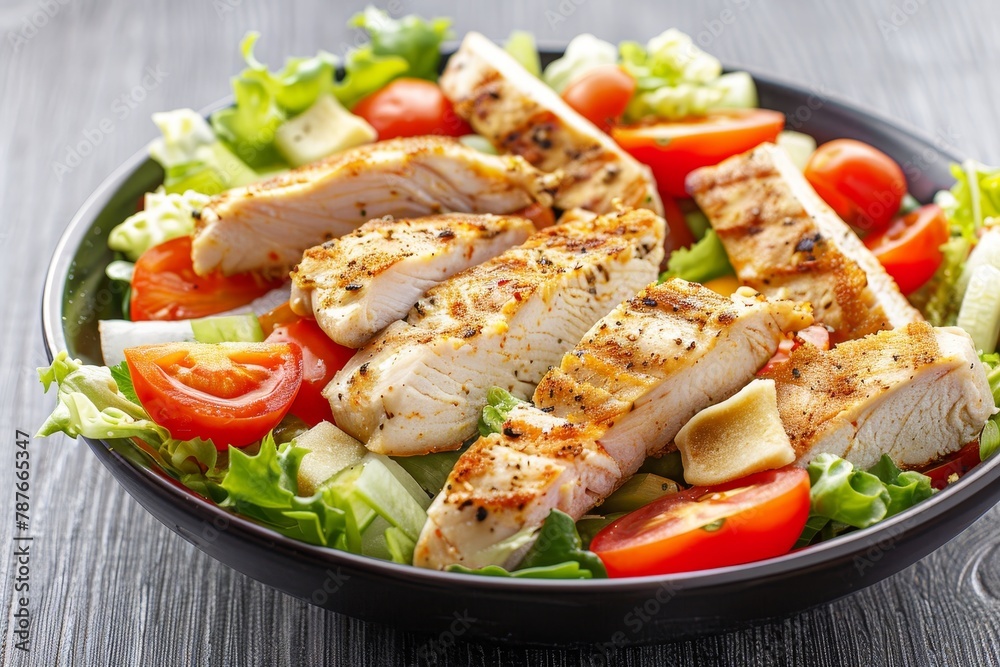 Caesar salad with grilled chicken and tomatoes Caesar salad with grilled chicken and tomatoes