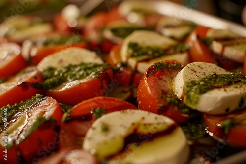 Caprese Salad Salad with Tomatoes Mozzarella Cheese and Pesto